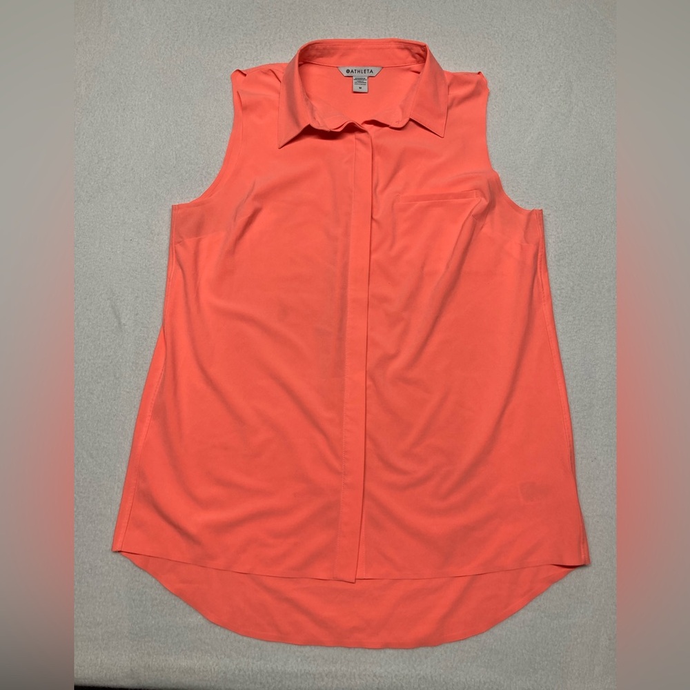 Athleta Sunny Coral Color Urbanite II Tank‎ Sz MED Lightweight Summer